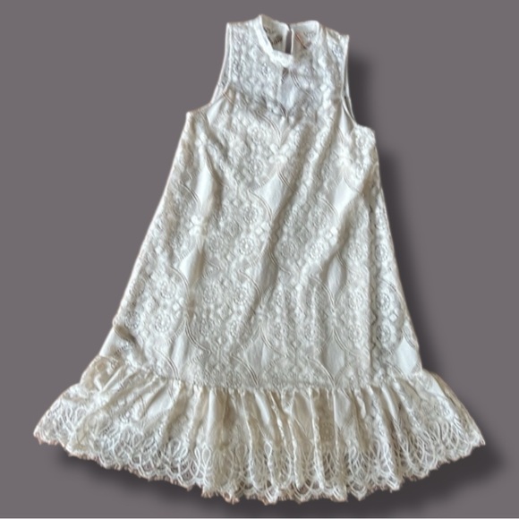 Anthropologie Floreat Manon Ivory Lace Sleeveless A-Line Dress Size 2 - Picture 4 of 13